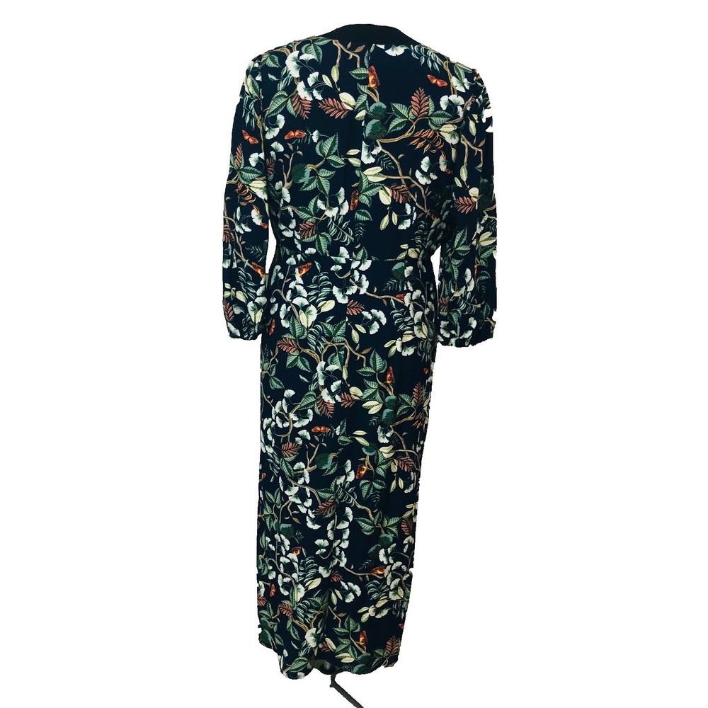 LOFT Maxi Dress Tie Front Floral Feminine 3/4 Slv V Neck Womens Large XL 14 - Picture 5 of 10